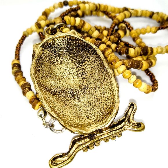 Retro Owl Pendant Necklace, Vintage Brown Multi Strand Choker from Avon with Gol - Picture 4 of 4